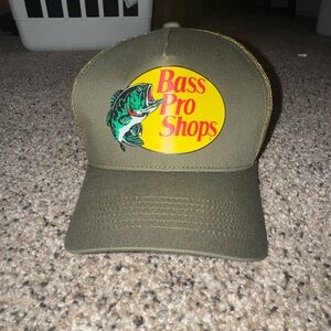 Bass Pro Shops Yellow and Olive Green Fishing Cap